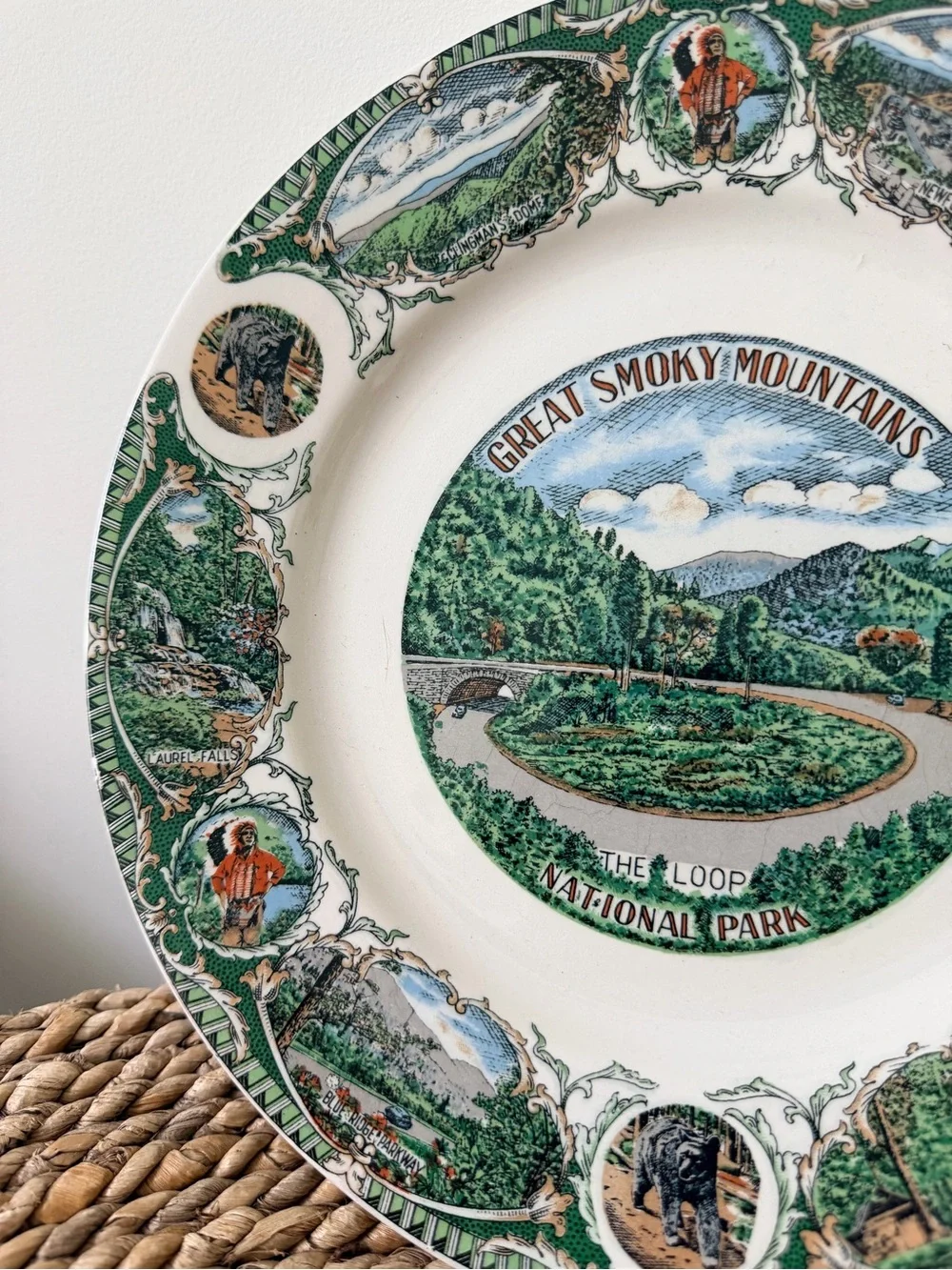 Vintage 1960s Great Smoky Mountains Souvenir Decorative Plate